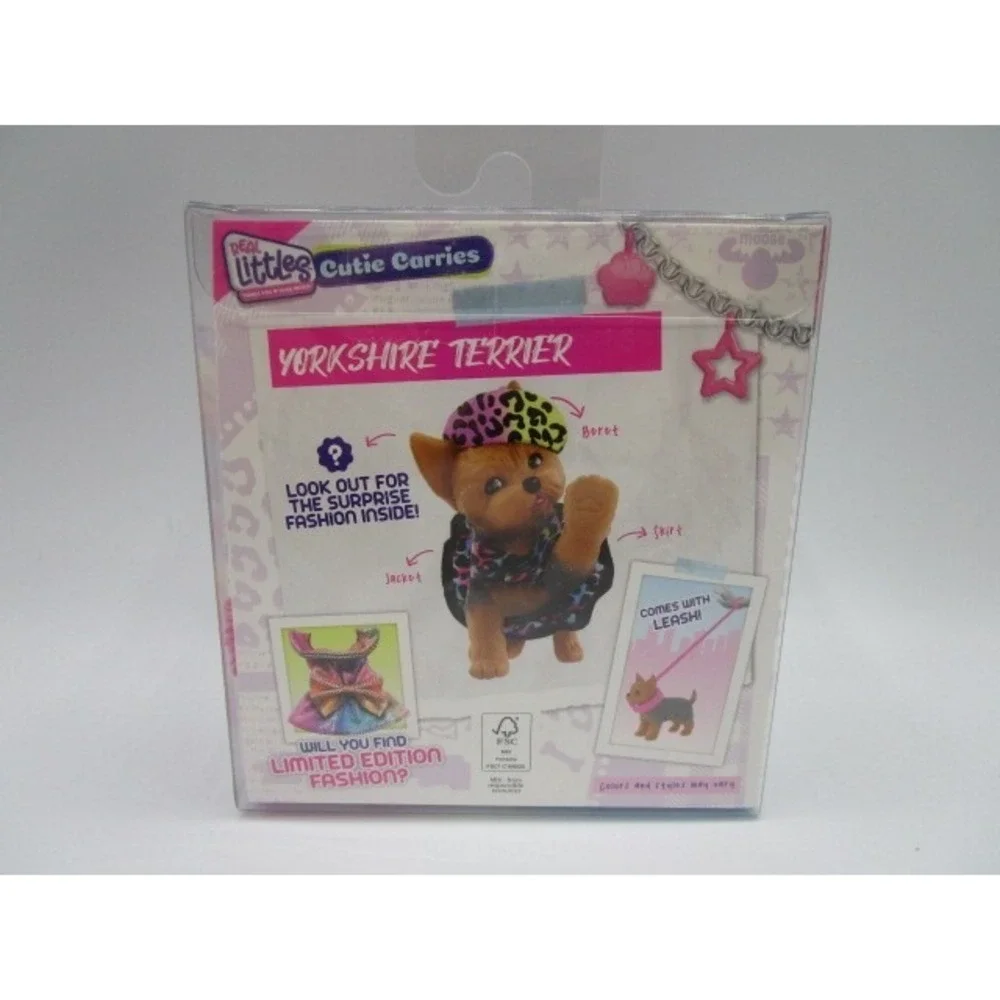 Real Littles Cutie Carries Fuzzy Rainbow Carrier Yorkshire Terrier & Accessories